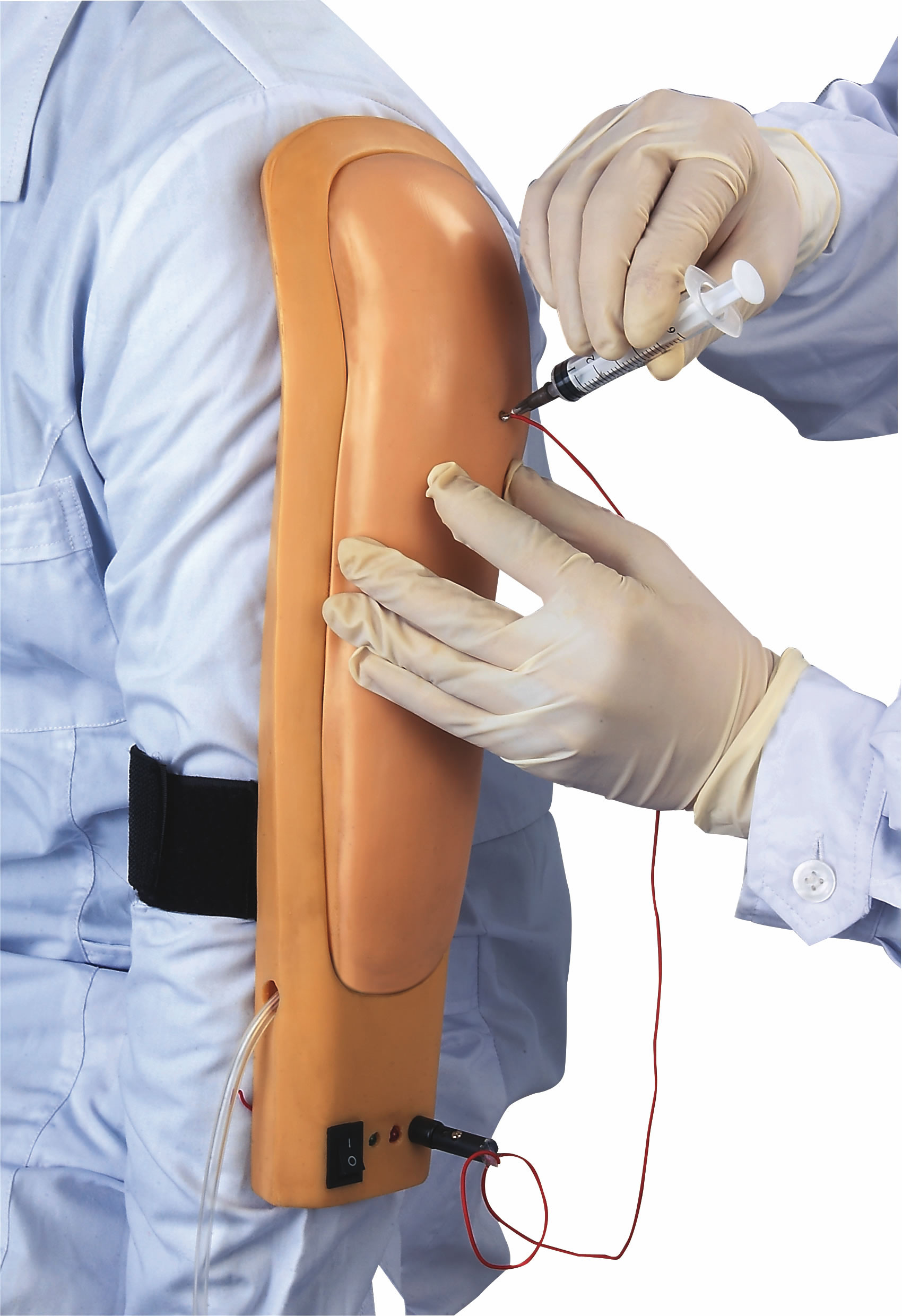 Parte superior Wearable do simulador da injeção intramuscular - arme com a cor da pele
